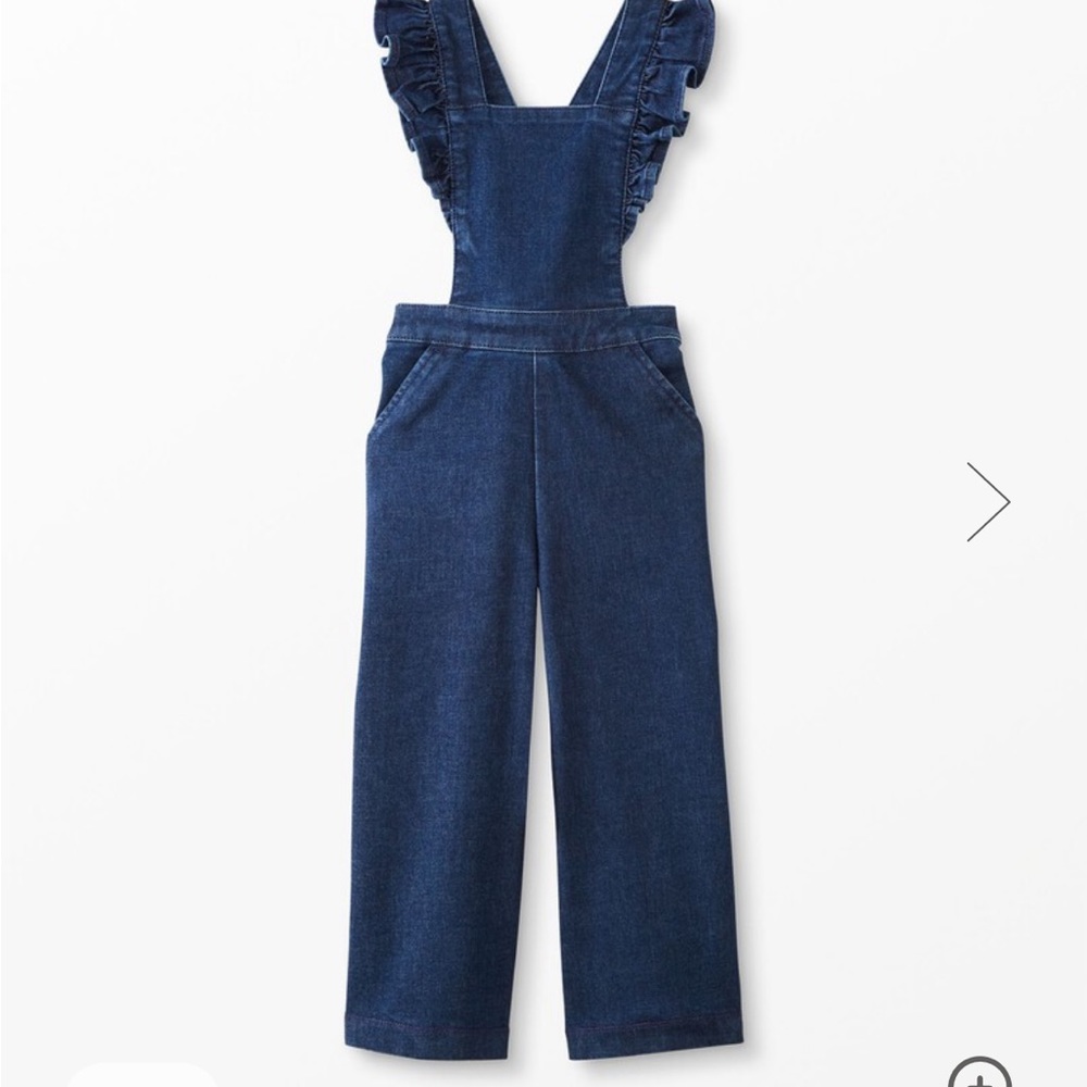 Hanna Andersson Ruffle Jumpsuit In Stretch Denim NEW